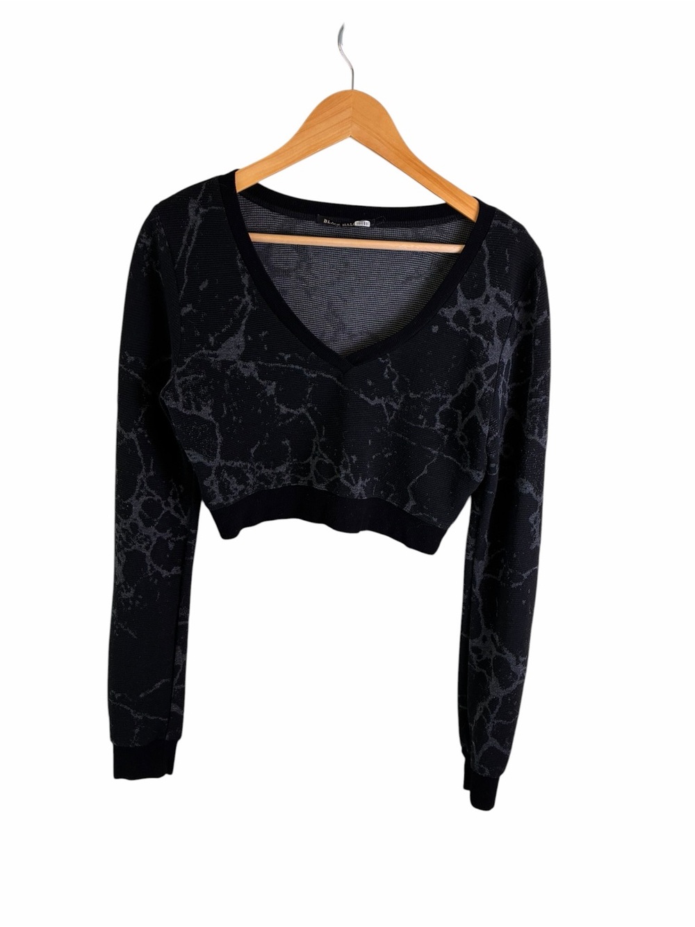 Black Halo Marbled Crop Top Long Sleeves